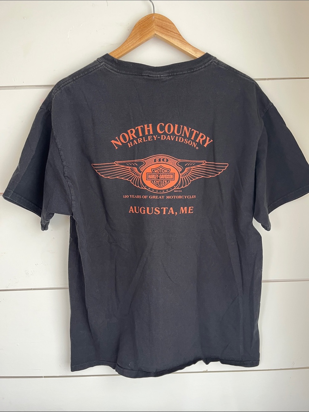 2013 Harley-Davidson Black Tee with Gold Winged 110th anniversary